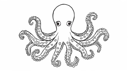 Hand-drawn octopus line art for kids’ creative coloring activities
