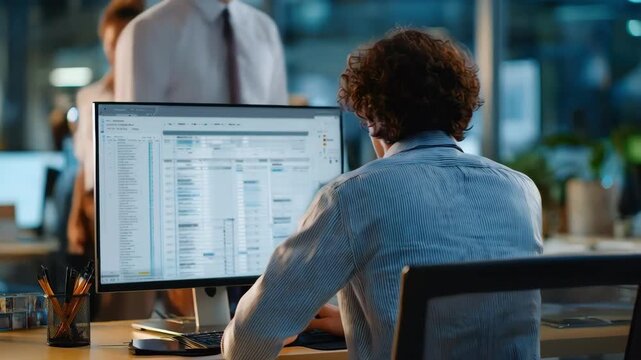Medium shot of a professional reviewing autosaved incident reports on a computer screen for timely documentation