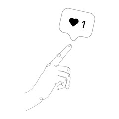 a social media like notification one line art, vector illustration