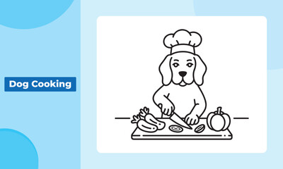 Fototapeta premium Beagle Dog Chef Slicing Vegetables Vector Illustration for Healthy Pet Meals and Home Cooking Designs
