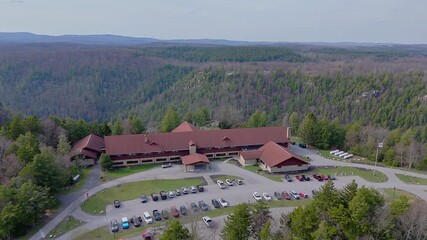 Smokehouse building at Blackwater Falls State Park in forested ridge location, USA