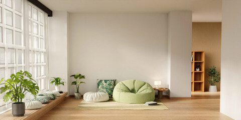 Home decor inspiration with natural light and modern design elements. 3D render illustration