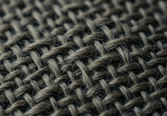 Detailed macro shot of rough textile texture, showing complex weaving patterns and fibers. Ideal for background designs or rustic themes ,detailed ,empty space ,weave