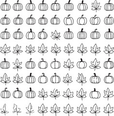 Autumn harvest pumpkin design black silhouette with curly leaves