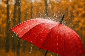 rain ubrella autumn winter red