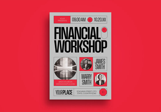 Gray And Black Utilitarian Financial Workshop Flyer Layout