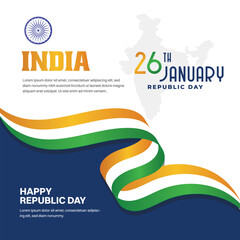 Republic Day, India, January 26, Social Media Creative Vector Design template