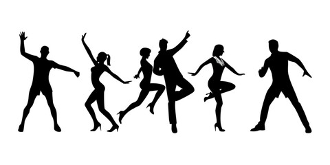 Silhouette of people dancing and having fun