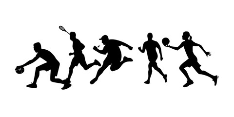 Silhouette of people playing different sports