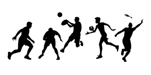 Silhouette of people playing different sports
