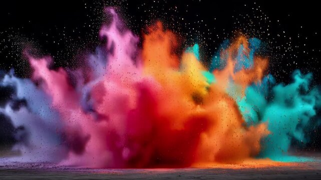 Dynamic Colorful Explosions Create Stunning Visual Effects in Creative Artistic Display