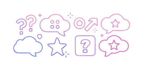 Collection of speech bubbles with question marks