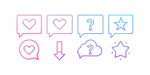 Social media notifications in speech bubbles