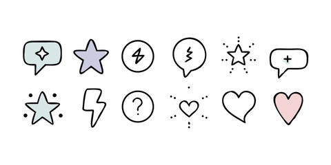 Hand drawn doodle elements for social media