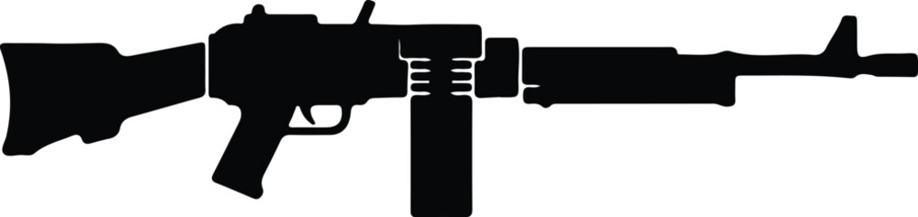 Illustrator black machine gun military automatic weapon army Silhouette vector