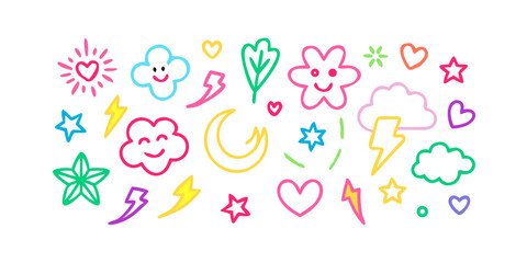 Cute doodle elements for kids and decoration