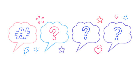 Set of colorful speech bubbles with question marks