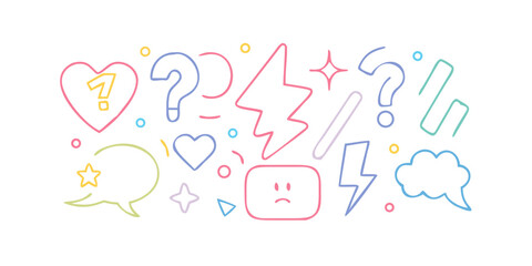Colorful doodle elements and speech bubbles