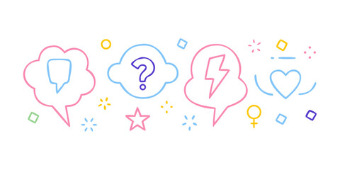 Set of colorful speech bubbles and symbols