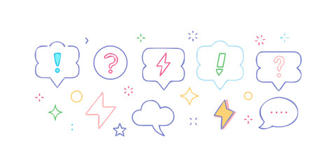 Set of colorful speech bubbles with symbols