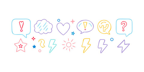 Set of colorful speech bubbles and symbols