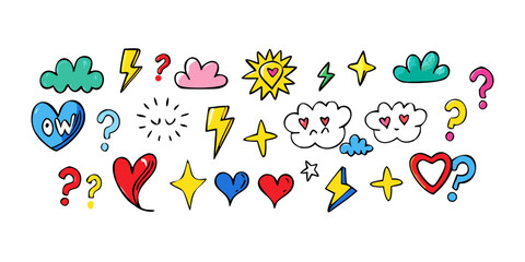 Set of colorful doodle elements for decoration