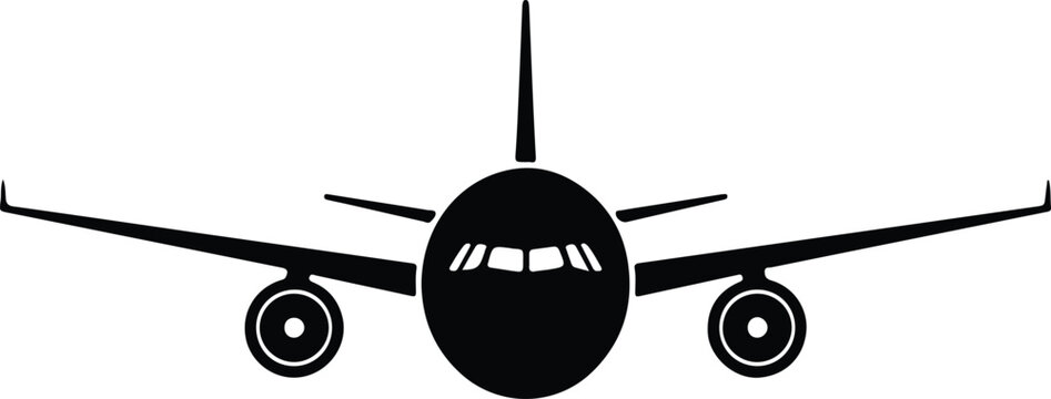 Illustrator Commercial airplane front view transportation travel Silhouette vector