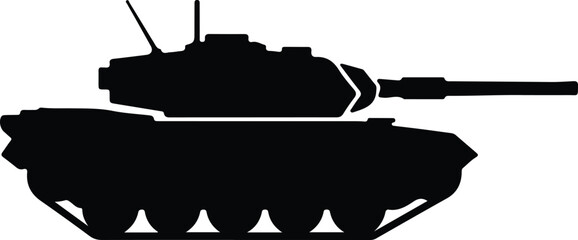 Fototapeta premium Illustrator military tank heavy armor vehicle warfare technology Silhouette vector