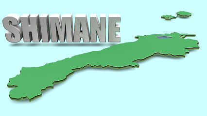 島根県マップとテキスト素材（背景：水色）