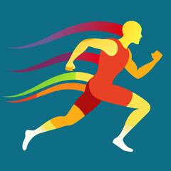 Fototapeta premium Dynamic runner silhouette with vibrant streaks of color in motion