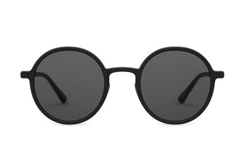 Black round frame sunglasses on transparent background