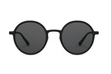 Black round frame sunglasses on transparent background
