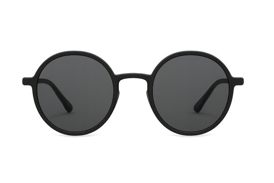 Black round frame sunglasses on transparent background
