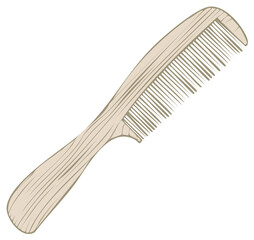 Wooden comb illustration with lines for hair care or styling