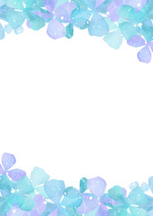 水彩の青紫の花フレーム背景イラスト