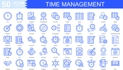 Time Management icon collection set. Containing time, Alarm Clock, management, Time Zones, Schedule, calendar icon