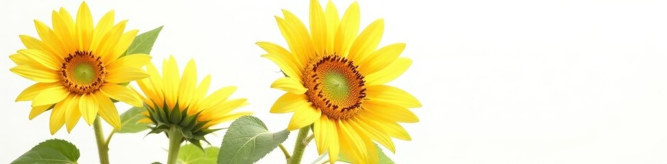 Obraz premium Majestic sunflower, fully bloomed, against pure white backdrop , detail, plant