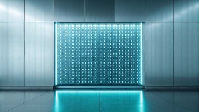 Holographic AI Code Projection on a Metallic Wall in a Studio