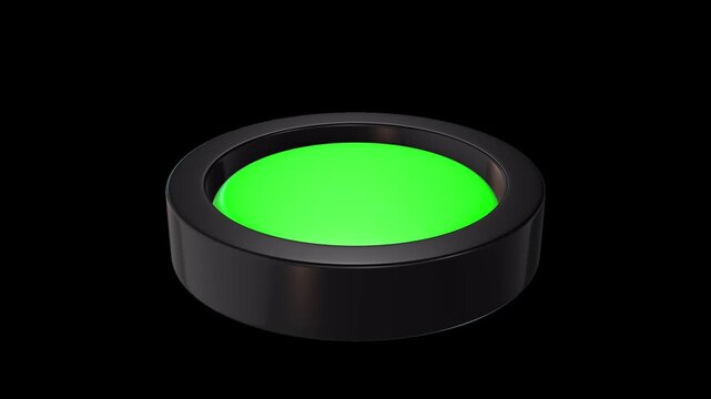 Glossy Green Button on Black Base