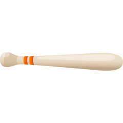 Flat Design Baseball Bat With Orange Stripes On A White Background
