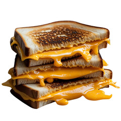 Stacked grilled cheese sandwich with melted cheddar