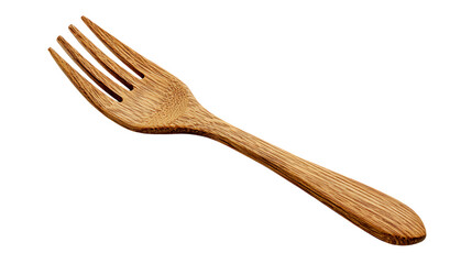 Wooden fork isolated on transparent background, a rustic and natural kitchen utensil