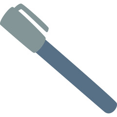 Flat design illustration of a gray marker pen with a blue body on a transparent background symbolizing creativity and drawing tools