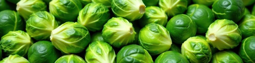 Pile of Brussels sprouts, various sizes, natural setting , texture, bowl, green