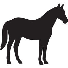 Stylish horse black silhouette perfect for equestrian themes, ranch logos, farm art, or minimalist wall decor. Elegant and dynamic vector illustration.