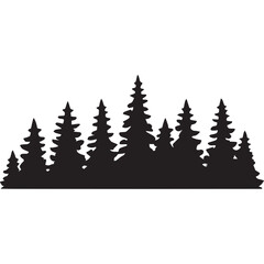 Obraz premium Beautiful forest tree line black silhouette illustration ideal for nature lovers, landscape posters, or minimalist designs. Perfect for eco and outdoor concepts.