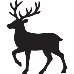 Obraz premium Festive reindeer black silhouette design perfect for Christmas cards, holiday prints, and seasonal decorations. Simple flat vector for winter artwork.