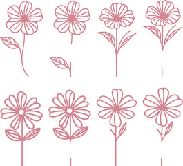 set of poppy flowers svg png, remembrance flower, family loss, personalized name, custom family name, laser ready cut files, glowforge silhouette cricut, outline line art florals, mothers day gift