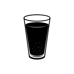 Line art illustration of a glass filled with a bubbly beverage