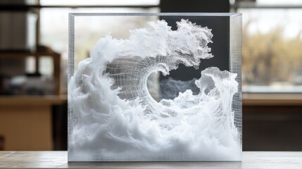 Abstract Wave Sculpture in Acrylic Box